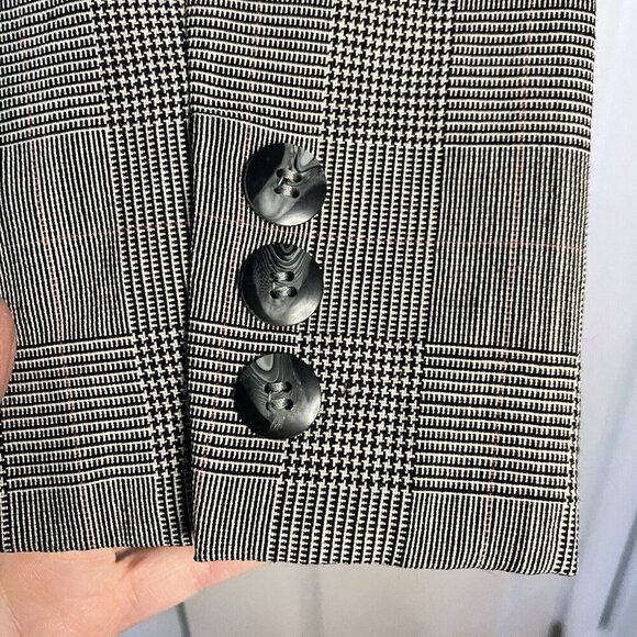 Vintage Talbots Wool Blazer Womens 10 Long Line Plaid Check Herringbone Neutral - Picture 8 of 9